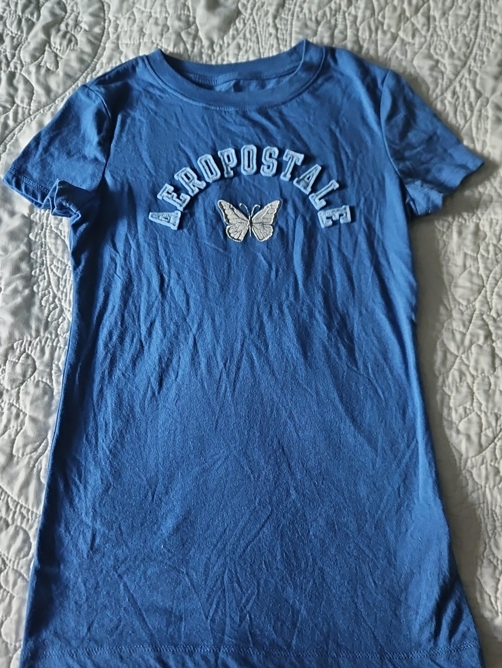 Aeropostale Blue Short Sleeve Tee with Butterfly Patch